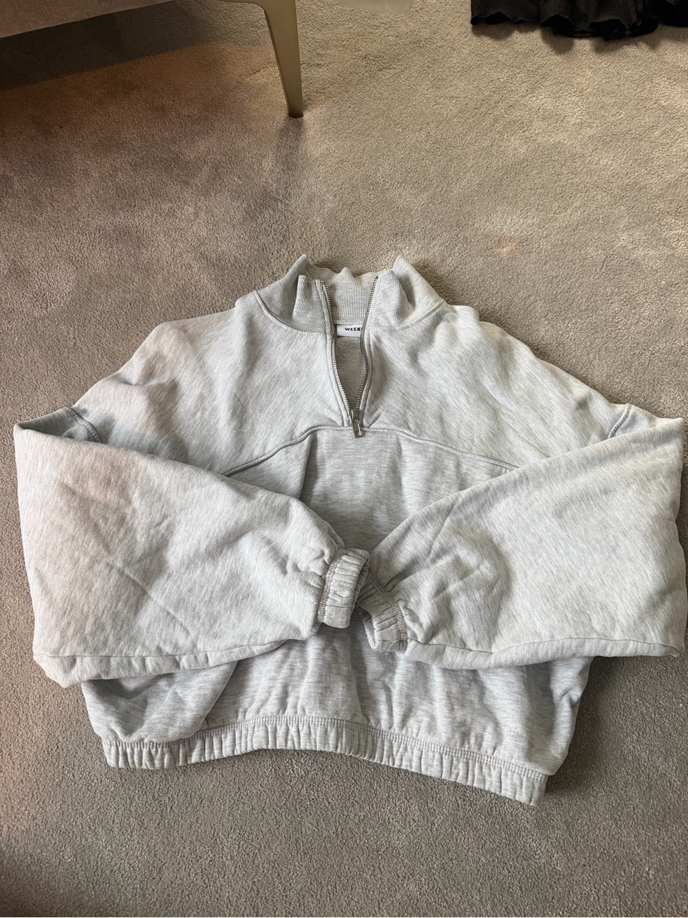 Weekday Light Gray Half-Zip Crewneck Sweatshirt